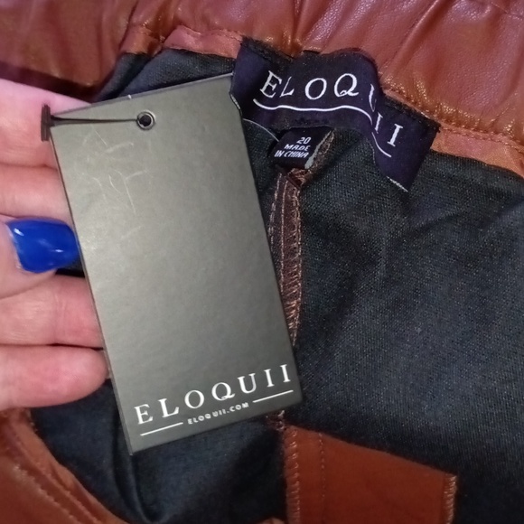 🆕Eloquii Paper Bag Waist Faux Leather Belted Pants Brown Size 20 High Rise Pant - Picture 4 of 6